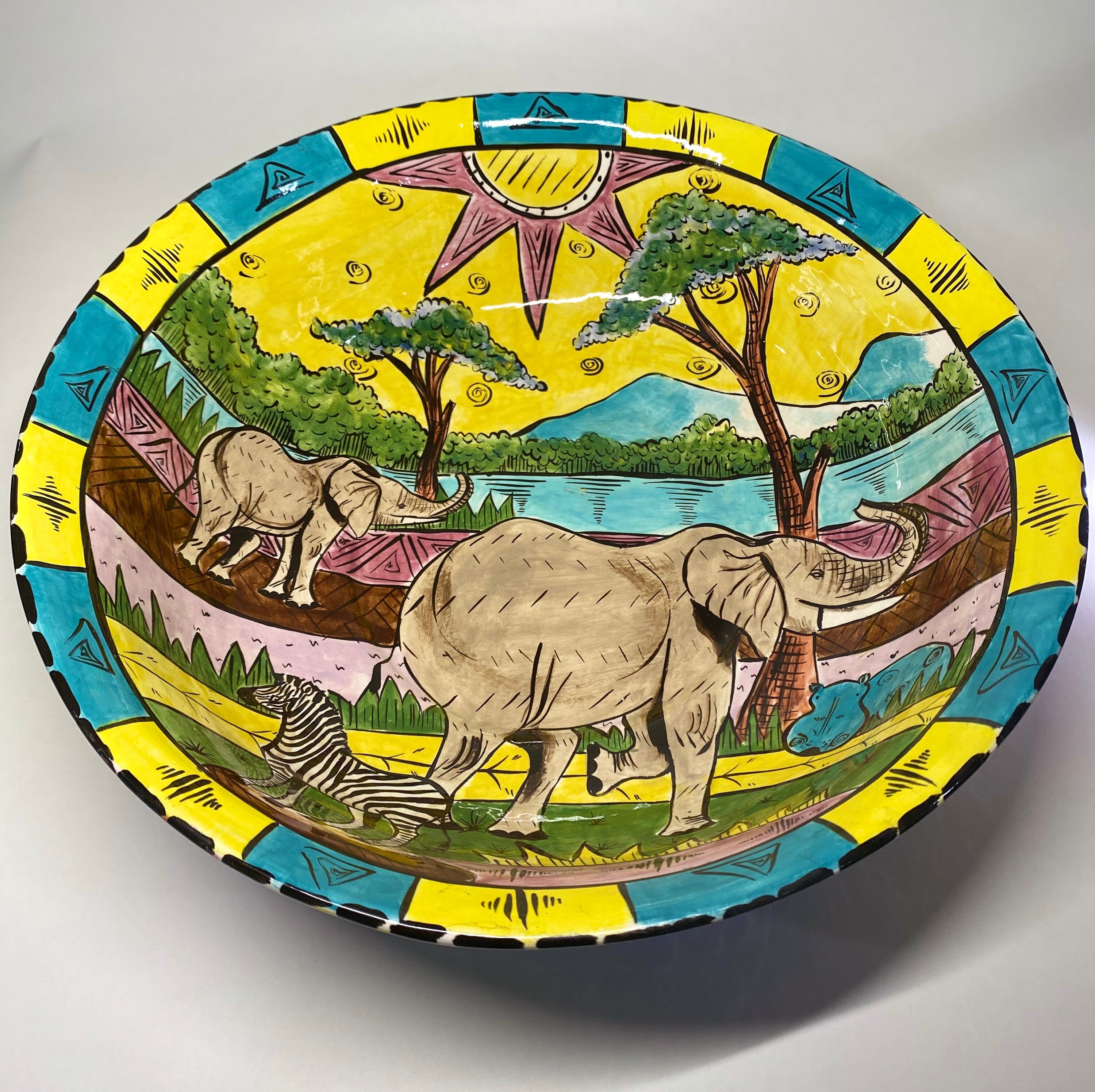 One of a kind hand painted serving bowl made in Zimbabwe Etsy