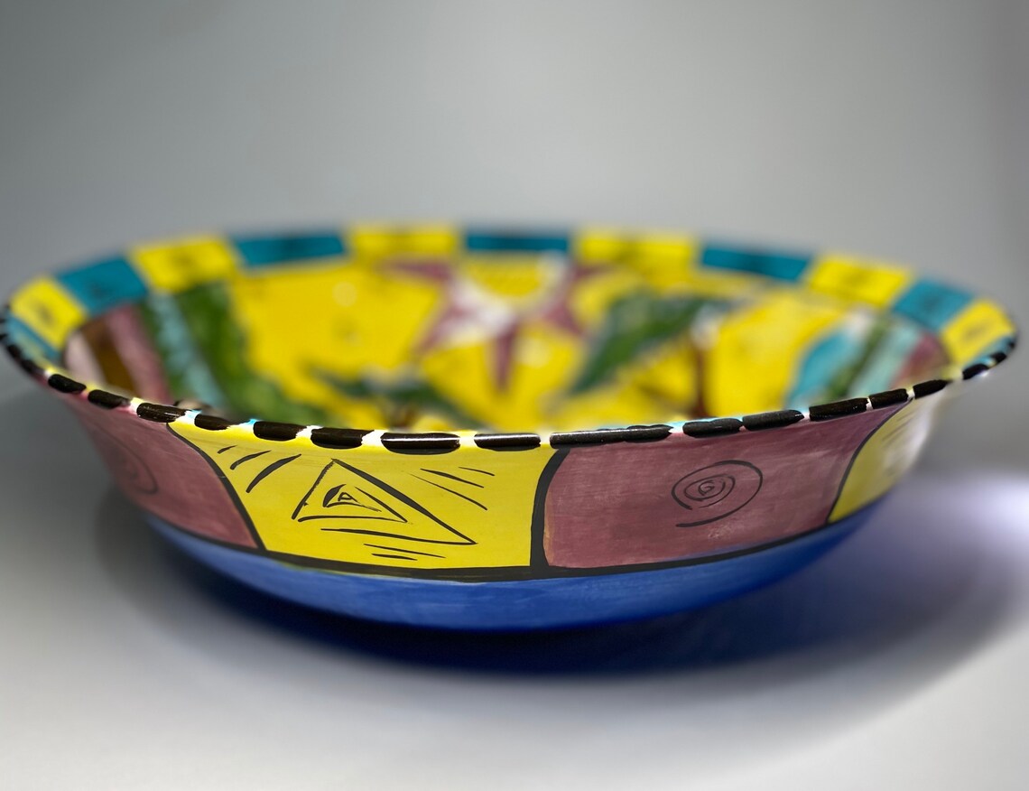 One of a kind hand painted serving bowl made in Zimbabwe Etsy