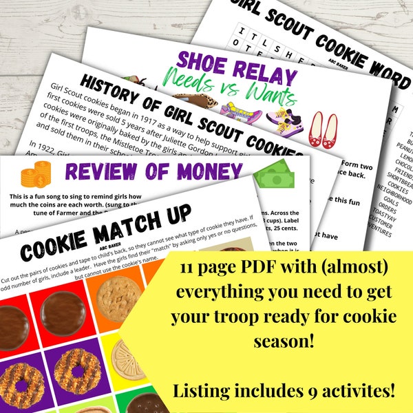 Girl Scout Cookie Season 2023! Fun Activities to get your Troop Ready for Cookies! Girl Scout Printable for Cookies!