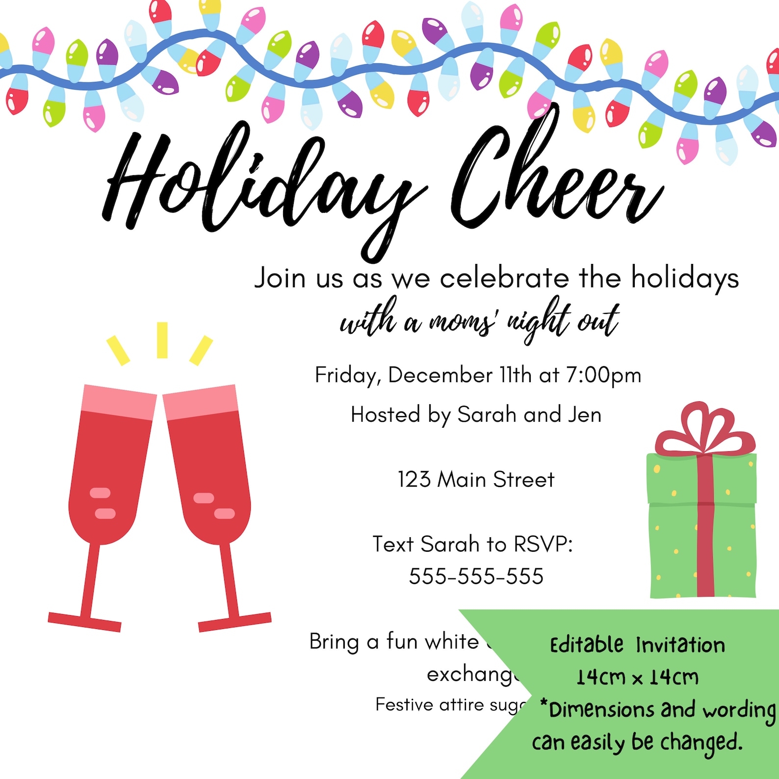 EDITABLE Christmas Holiday Cheer Christmas Party Invitation - Etsy France