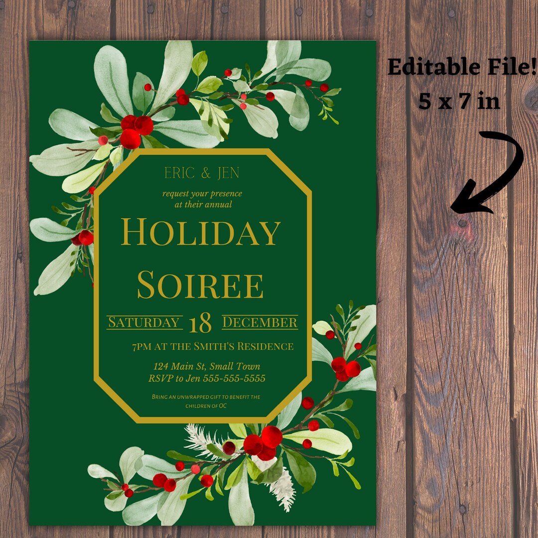Fancy Christmas Party Invitation Etsy