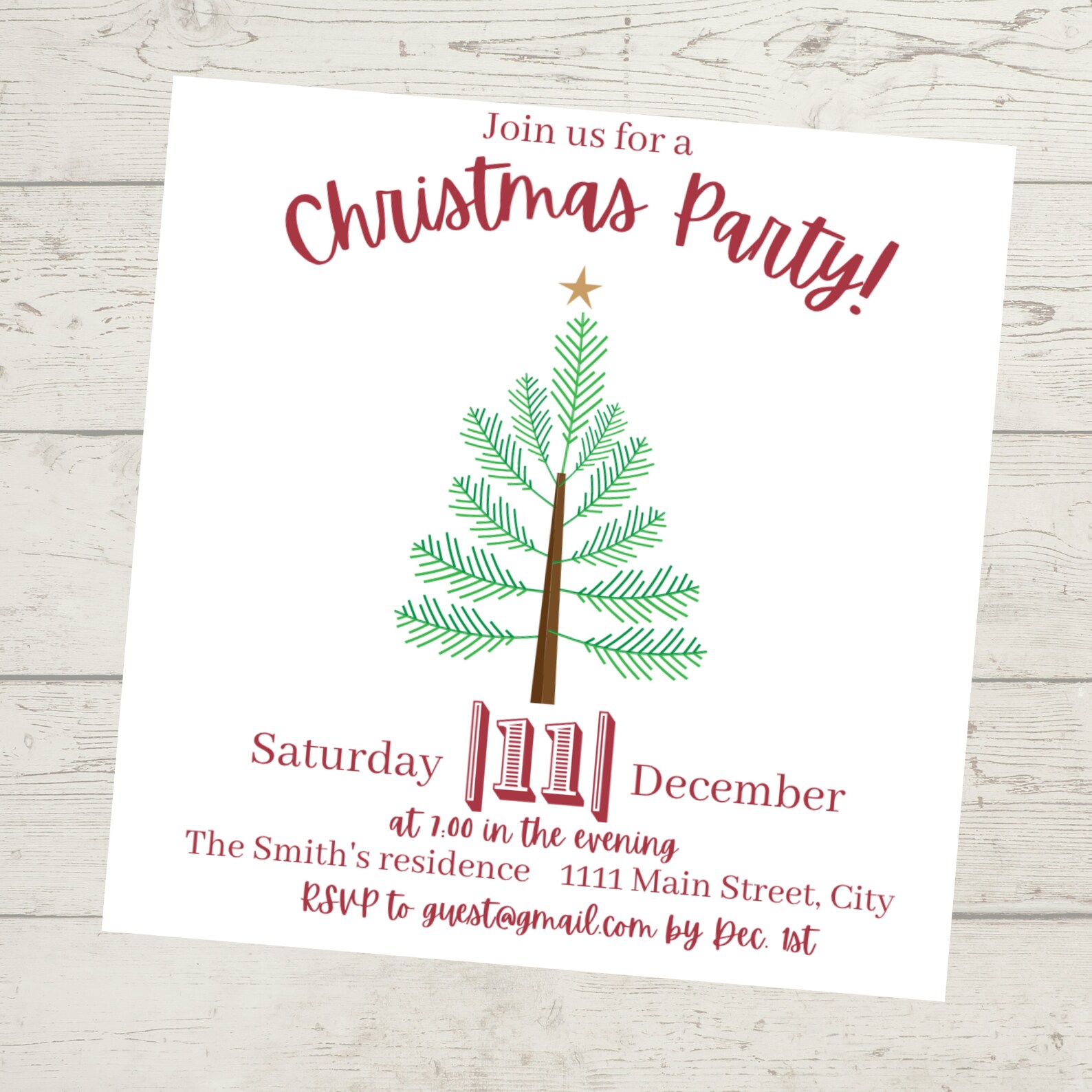 EDITABLE Christmas Tree Invitation, Editable Invitation Template ...