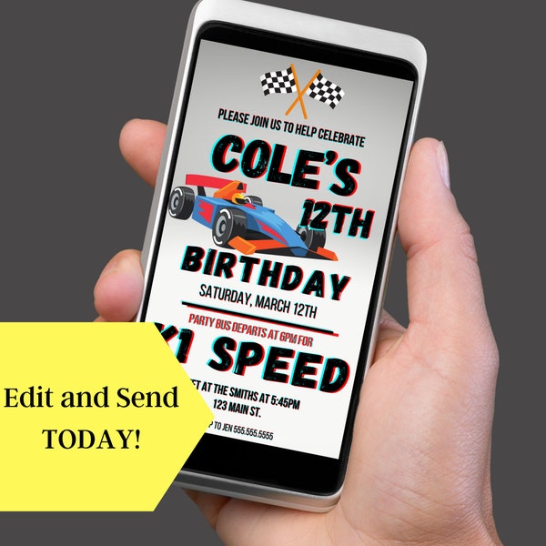 Preteen and Teenager Approved Race Car Birthday Invitation Template