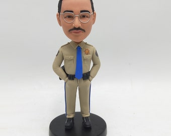 Custom Bobbleheads Policeman for father, Personalized Police Officer Bobblehead, Custom Bobbleheads in uniform for California Highway Patrol