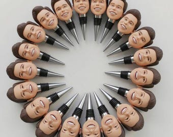 Personalized Bobble Head Wine Stopper Custom Polymer Clay Wedding Favors,