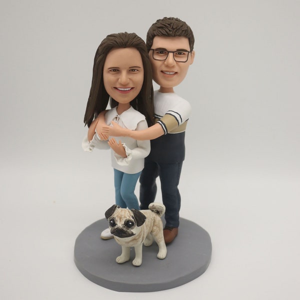 Custom Couple Bobbleheads with dog, Wedding Anniversary Gift For Couple, Unique Christmas Gifts For Couples, Personalized Wedding Gifts