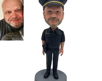 Police Bobo Head, Customized Police Gift, Police Retirement Gift, Personalized Desktop Decoration, Bobo Head Doll, Police Car Dashboard Doll