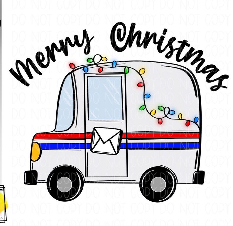 Merry Christmas mail truck with lights Ready to press Etsy