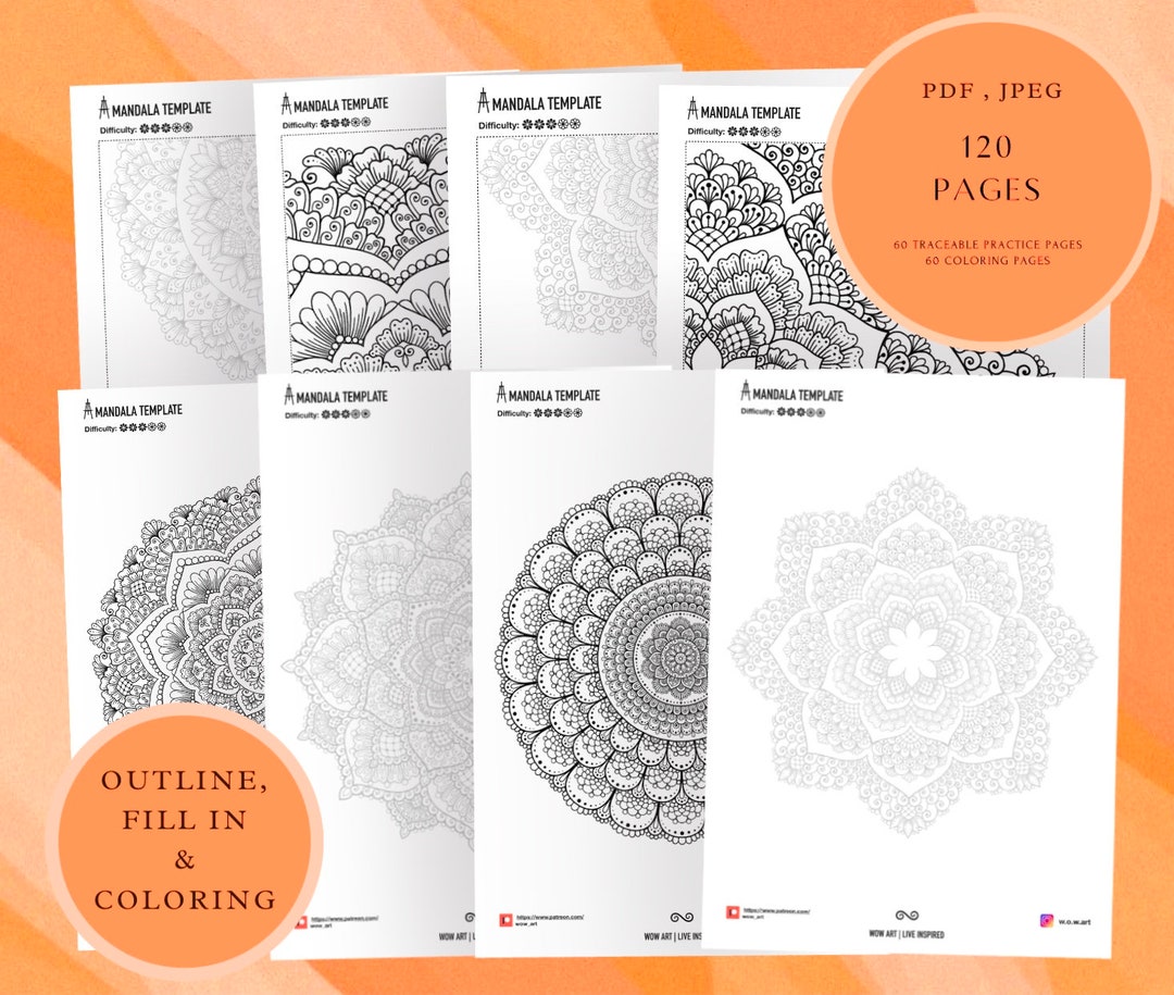 15.mandalas for Outline and Coloring,jpeg,pdf.mandala Art,digital Paper,instant Downloads ...