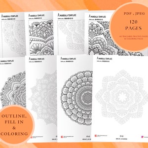 15.Mandala's voor overzicht en kleuren, jpeg, pdf.Mandala kunst, digitaal papier, instant downloads, kleurplaat, kunsttherapie, kalligrafie, traceervellen