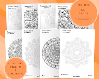 15. Mandalas para delinear y colorear, jpeg, pdf. Arte mandala, papel digital, descargas instantáneas, página para colorear, arteterapia, caligrafía, hojas de calco.