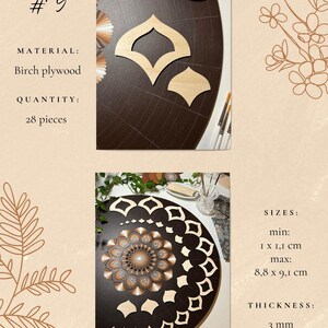 Juegos de plantillas de madera profesionales para dibujar, herramientas de arte de puntos, formas de madera, suministros de arte Mandala, creación de patrones, figuras geométricas, calco. 9. Design #9 28pcs