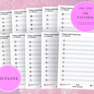 4.Fogli di formazione sui modelli semplici Parte 2! Pdf, jpeg. Arte mandala, carta digitale, download istantanei, fatto a mano, arteterapia, calligrafia