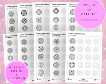 9.NEW! Simple Central patterns training sheets! Pdf/jpeg. Mandala art, digital paper, instant downloads, handmade, art therapy, calligraphy