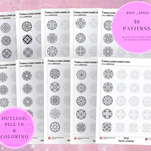 Patterns Training Sheets Bundle Pdf Templates. Mandala Art Etsy