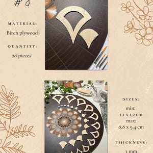 Juegos de plantillas de madera profesionales para dibujar, herramientas de arte de puntos, formas de madera, suministros de arte Mandala, creación de patrones, figuras geométricas, calco. 8. Design #8 28pcs
