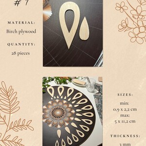 Juegos de plantillas de madera profesionales para dibujar, herramientas de arte de puntos, formas de madera, suministros de arte Mandala, creación de patrones, figuras geométricas, calco. 1. Design #1 28pcs