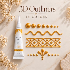 Outliner Paint for 3D Details, Fine Lines and Decorative Painting, contour glass and ceramic paint, dot art, mandala art, Wow Art