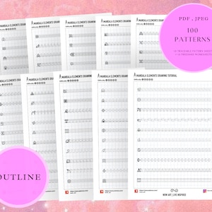 22.NOVITÀ!! Schede didattiche per principianti con modelli di celle 1x1 parte 2!Pdf,jpeg.Arte mandala, download immediati, lettering, arteterapia, calligrafia
