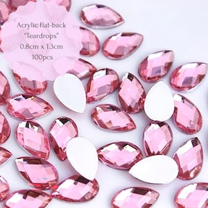 100pcs Teardrop Flatback Rhinestones, 0.8x1.3cm.Dot art supplies, Mandala art, Acrylic Gems,DIY Crafts and Jewelry Making.8 Colors Available