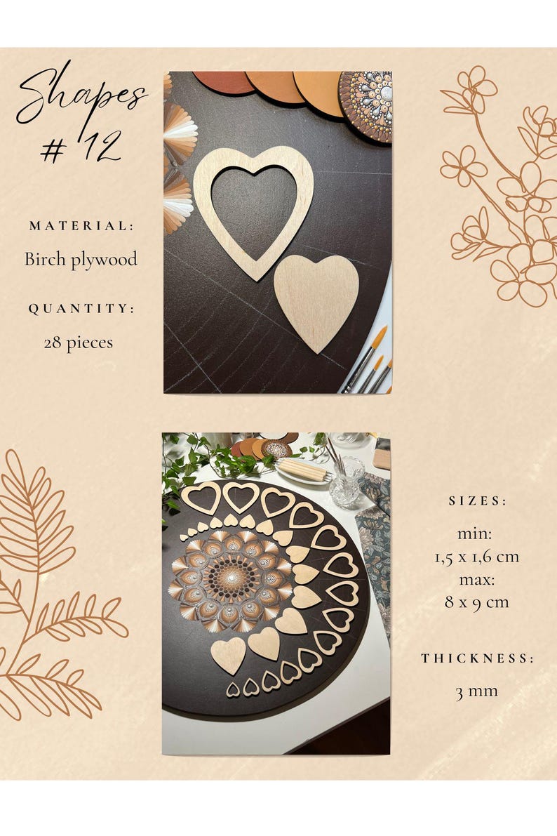 Juegos de plantillas de madera profesionales para dibujar, herramientas de arte de puntos, formas de madera, suministros de arte Mandala, creación de patrones, figuras geométricas, calco. 12. Design #12 28pcs