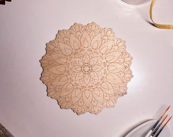 Wooden mandala for coloring, Art therapy, DIY craft, adult coloring, wall art, painting, home decor,easy drawing,coloring boards,mandala art