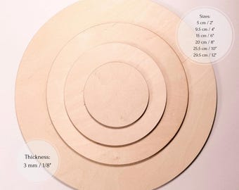 Wood circle, round board, birch plywood circles for DIY, craft supplies, coloring boards, mandala art, signs, laser cut DIY craft blank, 3mm