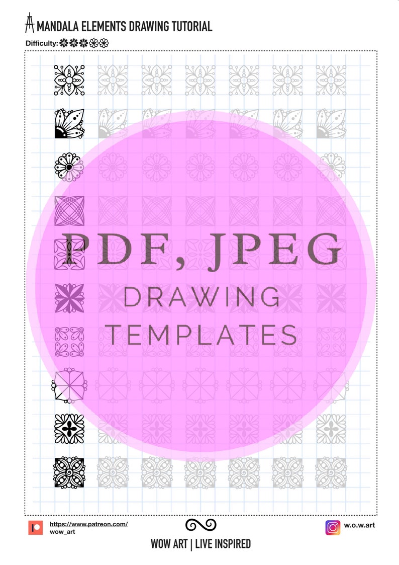 19.NOUVEAUTÉ 2 x 2 cellules Feuilles de formation sur les modèles Pdf, jpeg. Art mandala, bricolage, papier numérique, téléchargements instantanés, lettrage, art-thérapie, calligraphie image 3