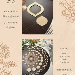 Juegos de plantillas de madera profesionales para dibujar, herramientas de arte de puntos, formas de madera, suministros de arte Mandala, creación de patrones, figuras geométricas, calco. 5. Design #5 28pcs