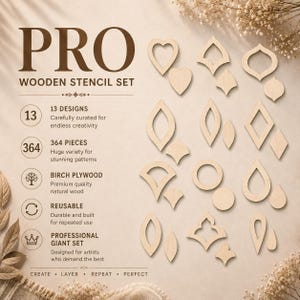 Set professionali di stencil in legno per il disegno, strumenti per la dot art, forme in legno, materiali per l'arte dei mandala, costruzione di modelli, figure geometriche, ricalco