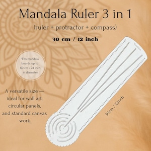 Mandala WOW Ruler 3-in-1 Compass + Protractor + Ruler, Dot Mandala Tool ...