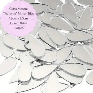 150 tessere di mosaico in vetro a goccia, 1,2x2,5 cm, spessore 1,2 mm. Forniture per l'arte dei pois, arte dei mandala, gemme acriliche, artigianato fai da te e creazione di gioielli.