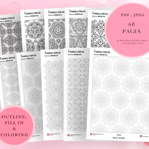 Patterns Training Sheets Bundle Pdf Templates. Mandala Art - Etsy