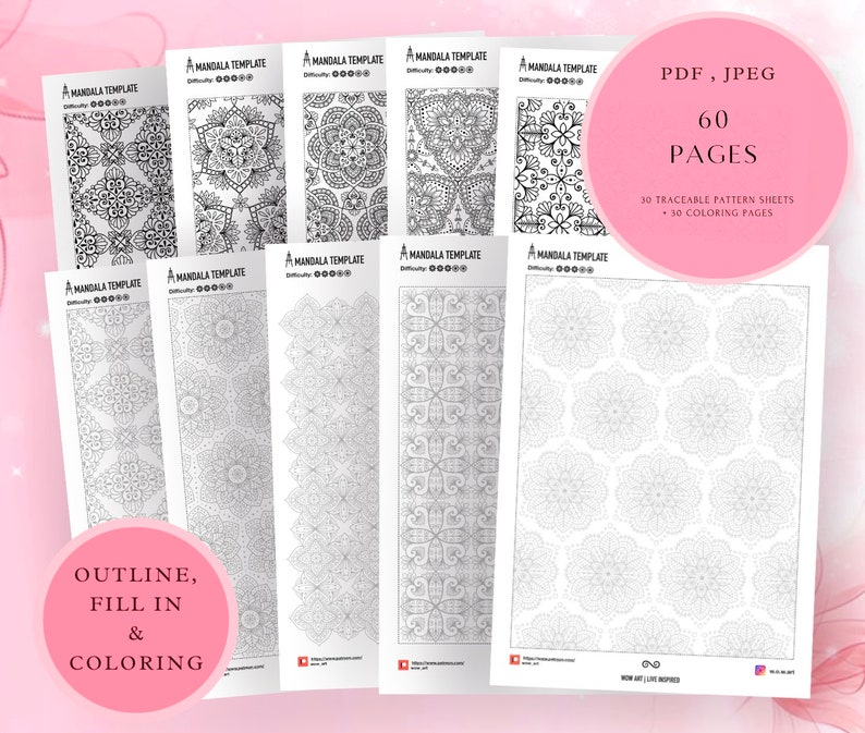 14.Mosaic Patterns training sheets Pdf,jpeg. Mandala art, ornaments, digital paper, instant downloads, handmade, art therapy, calligraphy image 1