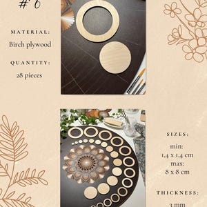 Juegos de plantillas de madera profesionales para dibujar, herramientas de arte de puntos, formas de madera, suministros de arte Mandala, creación de patrones, figuras geométricas, calco. 6. Design #6 28pcs