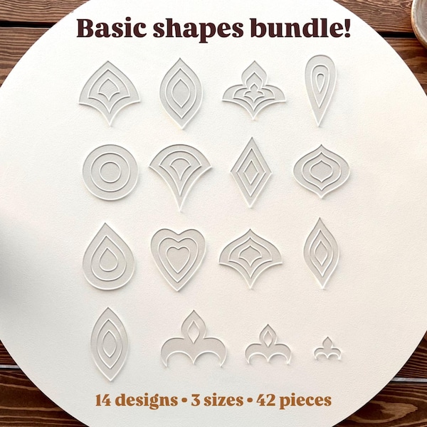 Basic Set of 14 Acrylic Mandala Stencils (42 Shapes) – Perfect for Dot Painting, Geometric Patterns, Mandala Art and Creative Projects