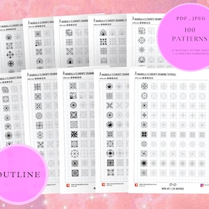 19.NEW! 2x2 cells Patterns training sheets!Pdf,jpeg. Mandala art, diy, digital paper, instant downloads, lettering, art therapy, calligraphy