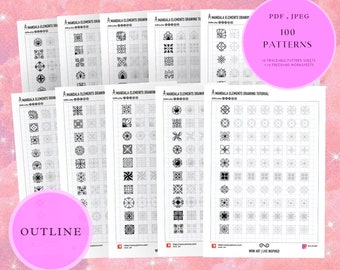 19.NIEUW! 2x2 cellen Patronen trainingsbladen! Pdf, jpeg. Mandala kunst, diy, digitaal papier, instant downloads, belettering, kunstzinnige therapie, kalligrafie