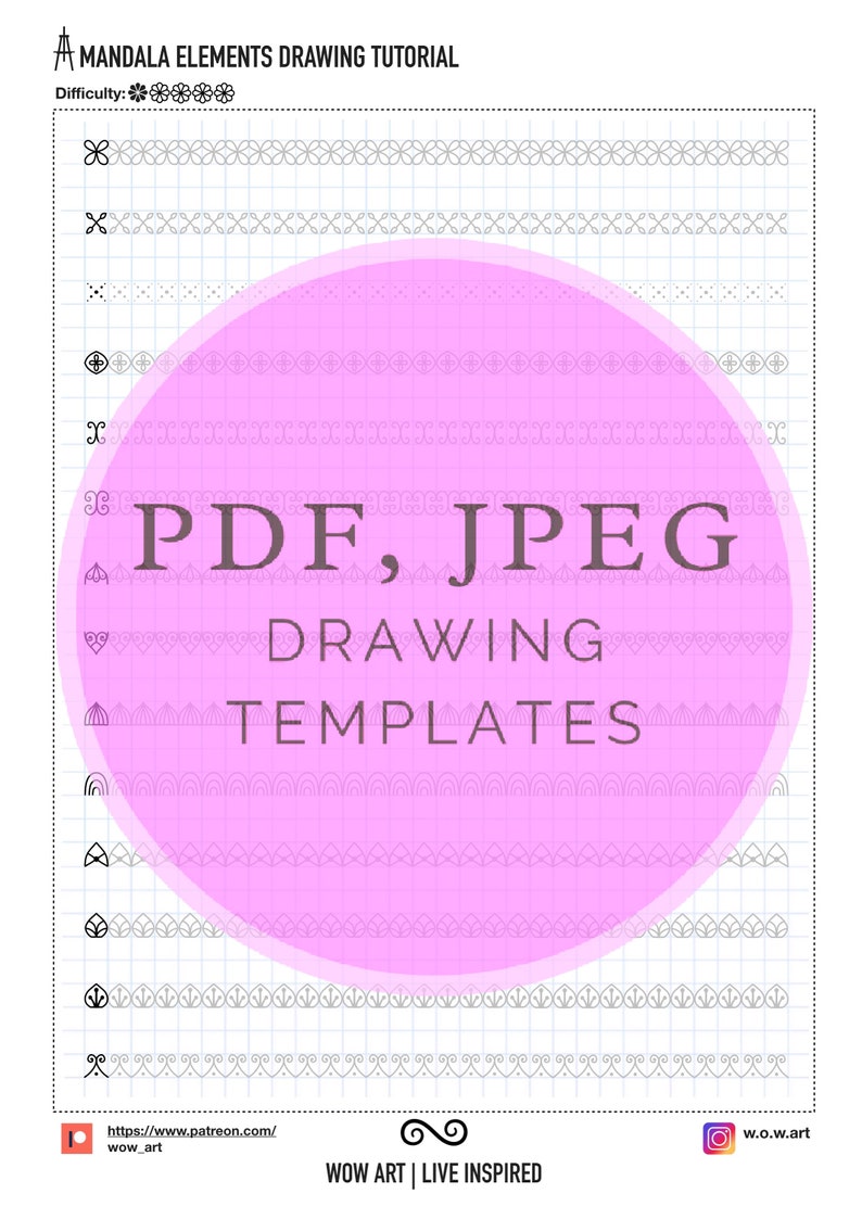 1. Hojas de entrenamiento de patrones más fáciles para principiantes Pdf,jpeg.Mandala art, papel digital, descargas instantáneas, hecho a mano, arteterapia, caligrafía imagen 7