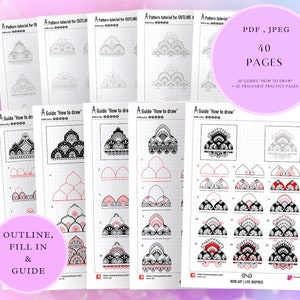 13.Guide artistiche "Come disegnare" con intricati disegni di mandala a più righe+fogli pratici per PROFILO e compilazione.PDF,JPEG.Arte del mandala