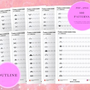 21. 1x2 cellen Patronen trainingsbladen voor beginners!Pdf,jpeg. Mandalakunst, doe-het-zelf, instant downloads, belettering, kunstzinnige therapie, kalligrafie