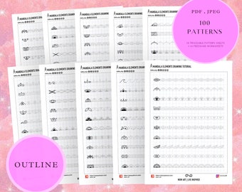 21.NEW!! 1x2 cells Patterns training sheets for beginners!Pdf,jpeg. Mandala art, diy, instant downloads, lettering, art therapy, calligraphy