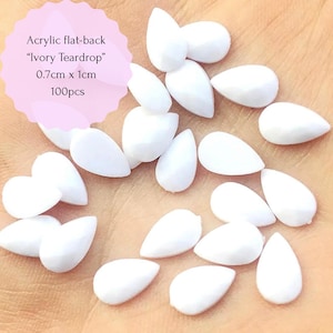 100pcs White Teardrop Flatback Rhinestones, 0.7x1cm.Dot art supplies, Mandala art, Acrylic Gems,DIY Crafts and Jewelry Making.