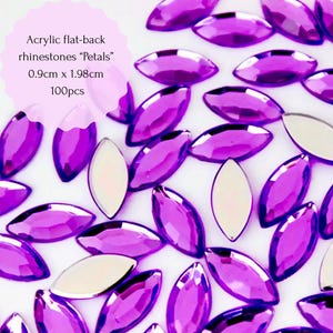 100pcs Petals Flatback Rhinestones, 0.89x1.98cm.Dot art supplies, Mandala art, Acrylic Gems,DIY Crafts and Jewelry Making.8 Colors Available