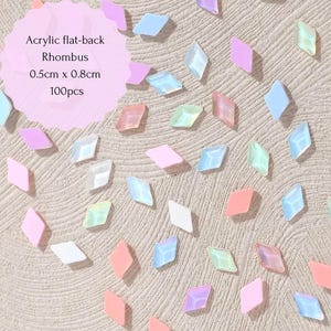 100pcs Flatback Boho &quot;Rhombus&quot;, 0.5x0.8cm.Dot art supplies, Mandala art, Acrylic Gems,DIY Crafts and Jewelry Making.5 Colors Available