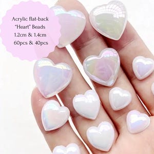 Heart Flatback Beads, 60pcs (1.2cm) or 40pcs (1.4cm).Dot art supplies, Mandala art, Acrylic Gems,DIY Crafts and Jewelry Making.