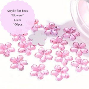 100pcs Flatback Flower Rhinestones, 1.2cm.Dot art supplies, Mandala art, Acrylic Gems,DIY Crafts and Jewelry Making.7 Colors Available