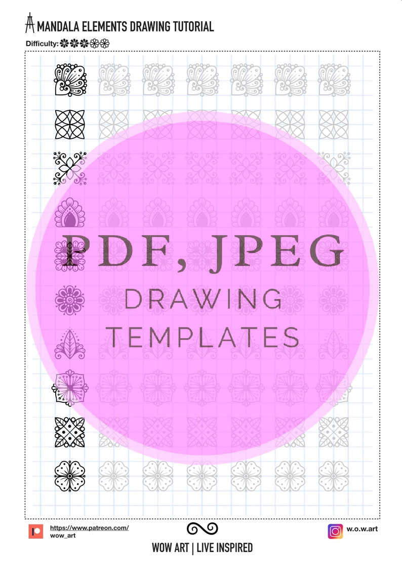 19.NOUVEAUTÉ 2 x 2 cellules Feuilles de formation sur les modèles Pdf, jpeg. Art mandala, bricolage, papier numérique, téléchargements instantanés, lettrage, art-thérapie, calligraphie image 2