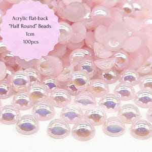 100pcs Half Round Flatback Beads, 1cm.Dot art supplies, Mandala art, Acrylic Gems,DIY Crafts and Jewelry Making.2 Colors Available