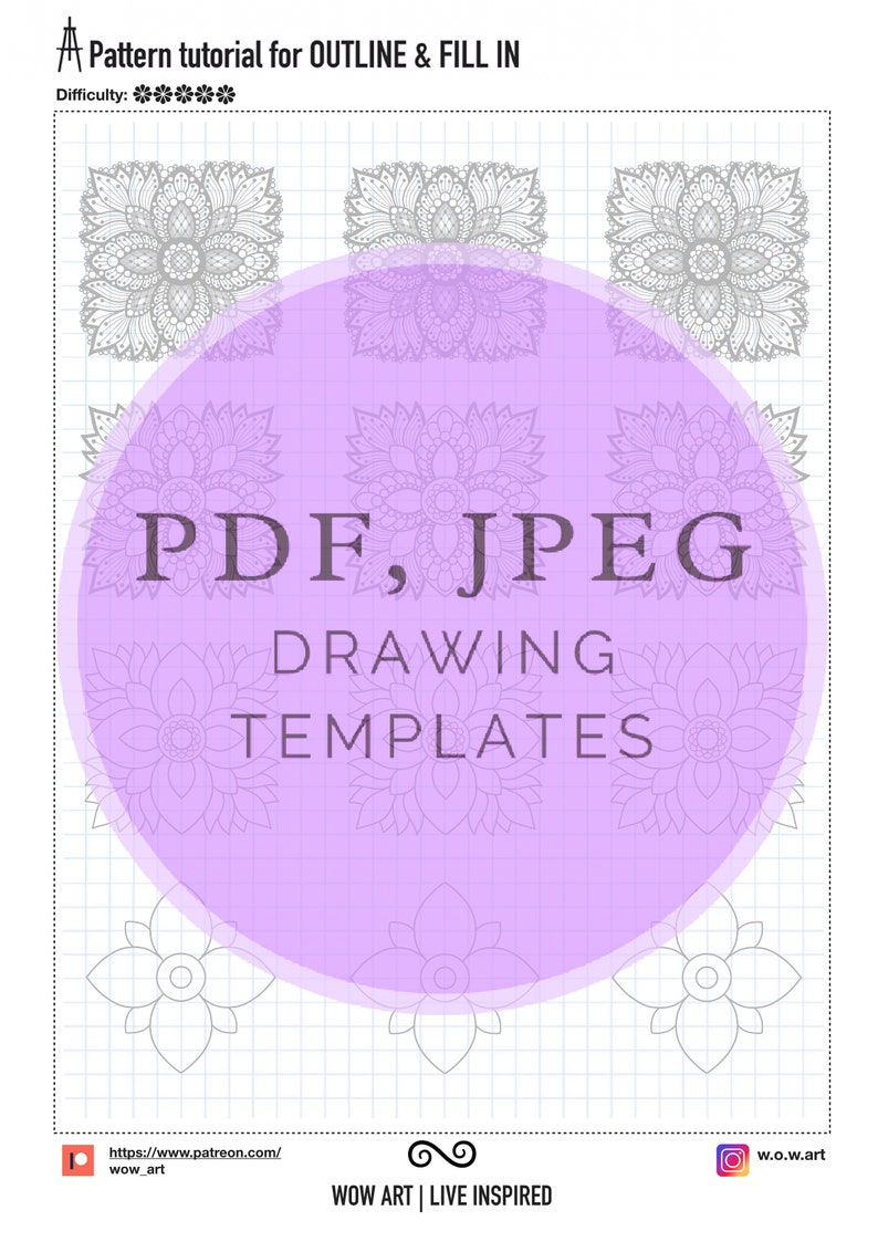 12. Guides artistiques Comment dessiner avec un motif de mandala central complexe des feuilles d'exercices pour le CONTOUR et le Remplissage. PDF, JPEG.Mandala art. image 3